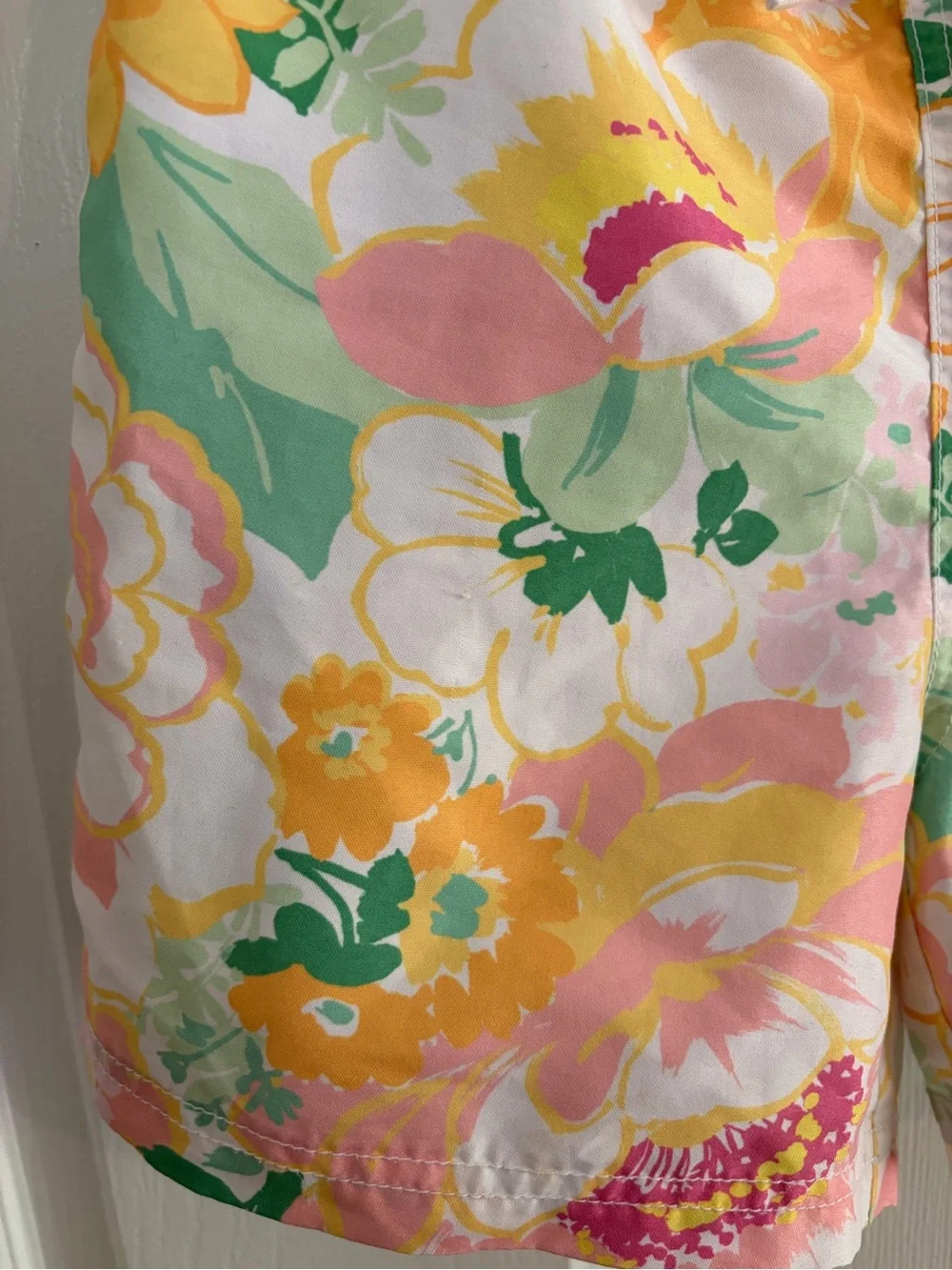 Janie and Jack Pastel Floral Swim Trunks - Yellow, Pink & Green - Size 8